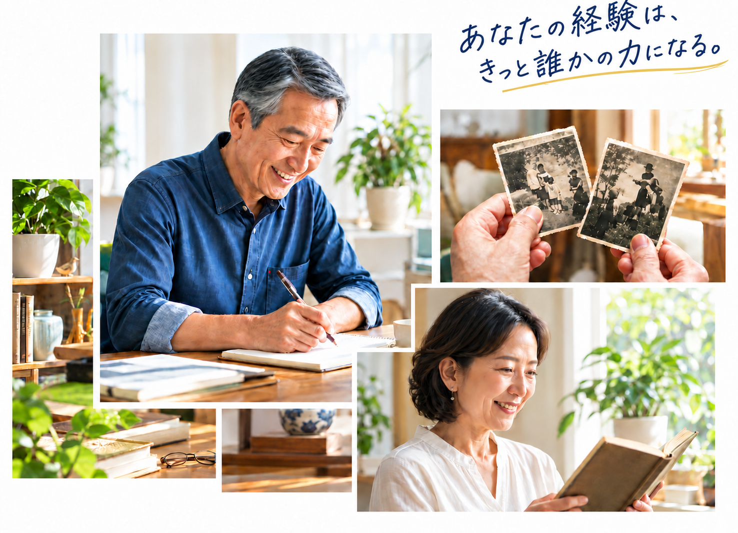 自分の経験を書き残す人々と思い出の写真
